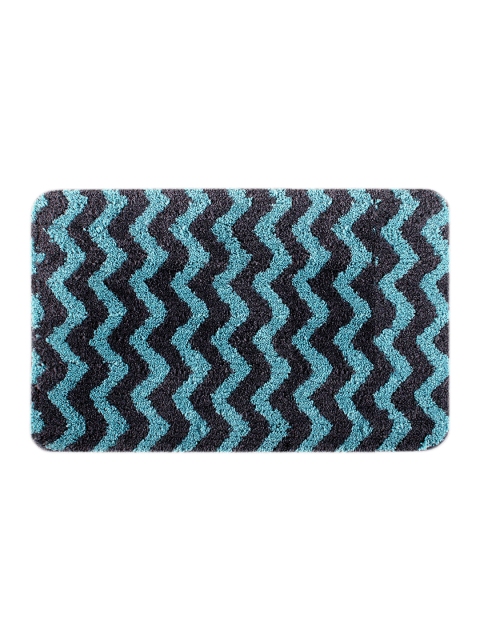 

Saral Home Blue & Black Rectangular Bath Rug