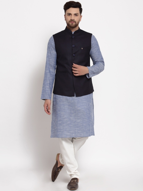 

MOHANLAL SONS Men Blue Kurta & Churidar With Nehru Jacket