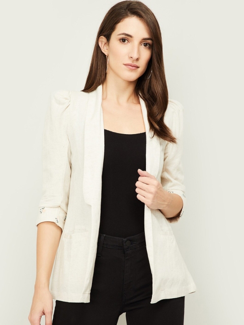 

CODE by Lifestyle Women Beige Solid Open Front Shrug