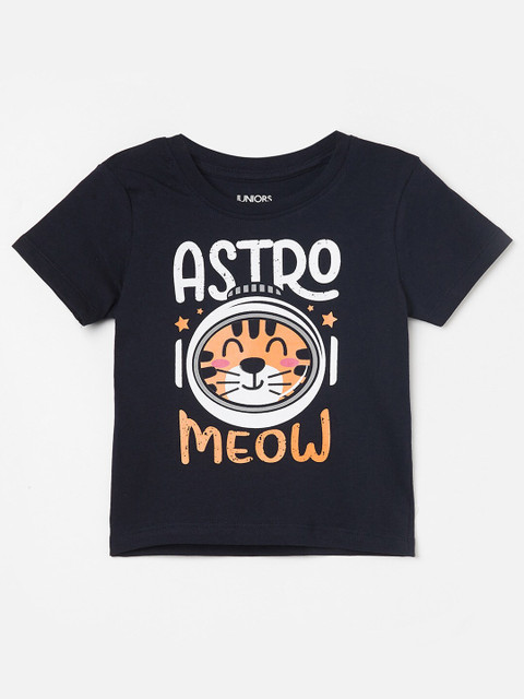 

Juniors by Lifestyle Boys Navy Blue Typography Printed T-shirt