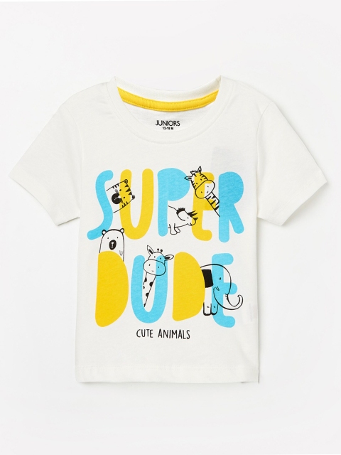

Juniors by Lifestyle Boys Off-White Typography Printed T-shirt