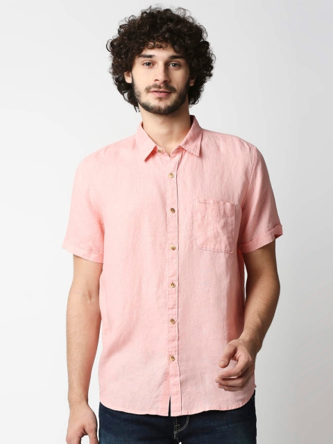 

Pepe Jeans Men Pink Standard Pure Linen Casual Shirt