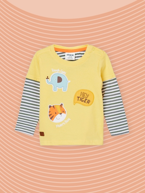 

max Boys Yellow Printed T-shirt