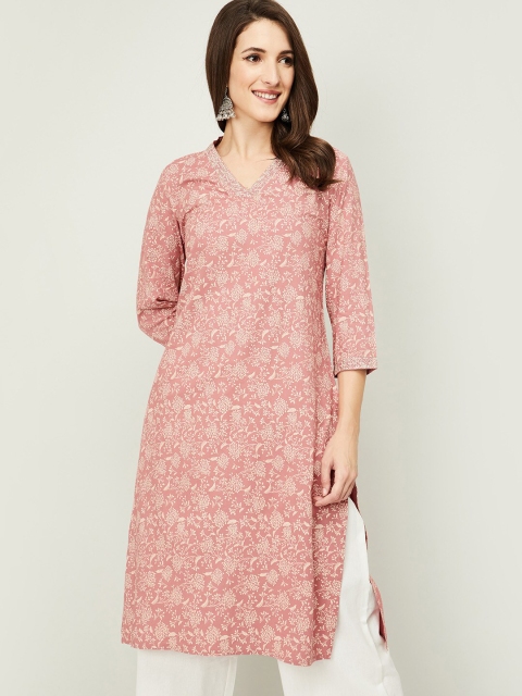 

Melange by Lifestyle Women Maroon Floral Printed Kurta