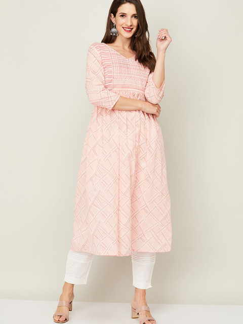 

Melange by Lifestyle Women Pink Ethnic Motifs Printed Anarkali Kurta