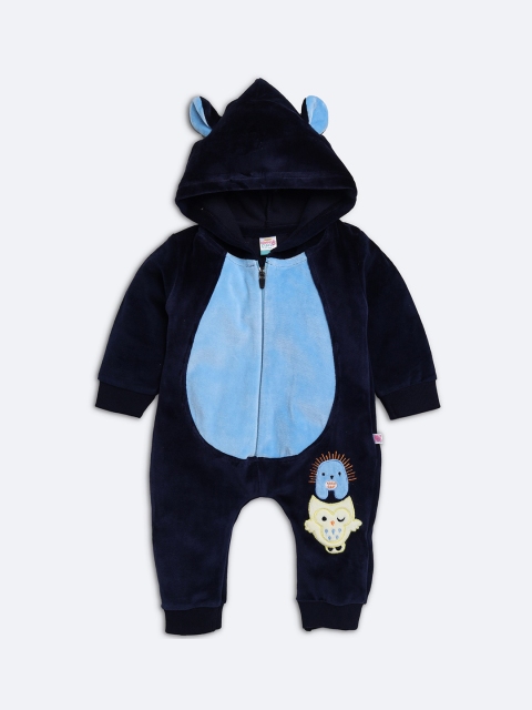 

AMUL Kandyfloss Unisex Kids Navy Blue Cotton Colourblocked Rompers