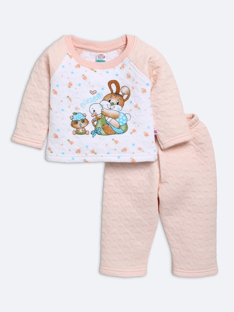 

AMUL Kandyfloss Unisex Kids Pink & White Cotton Printed Night suit