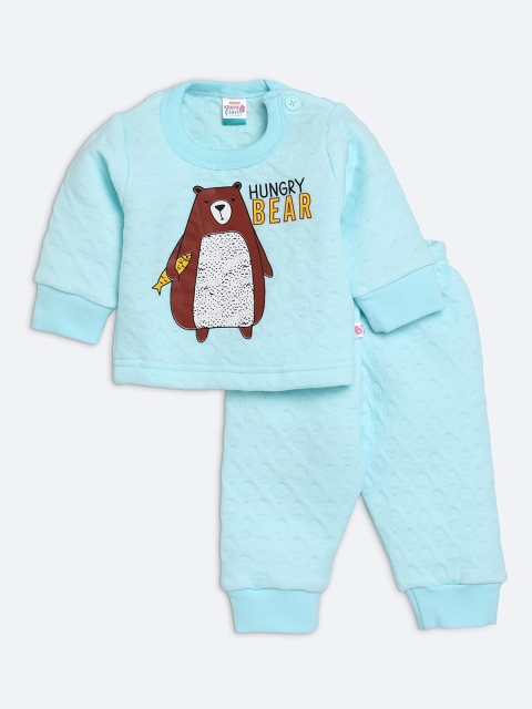 

AMUL Kandyfloss Unisex Kids Sky Blue Printed Night suit