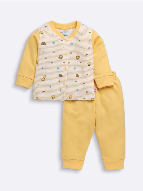 

AMUL Kandyfloss Kids Yellow Printed Pure Cotton Shirt & Pyjama