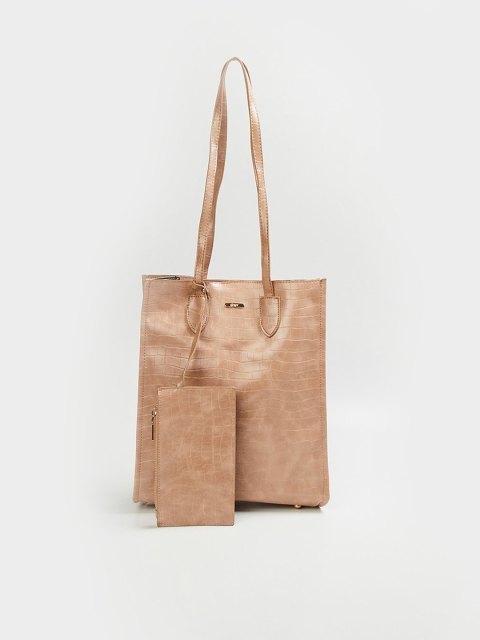 

Ginger by Lifestyle Nude-Coloured Textured Structured Shoulder Bag