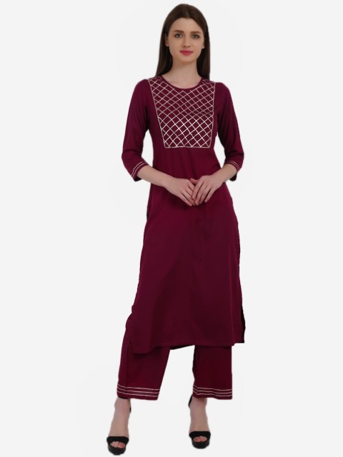 

Dipsha Women Burgundy Gotta Patti Kurta with Palazzos