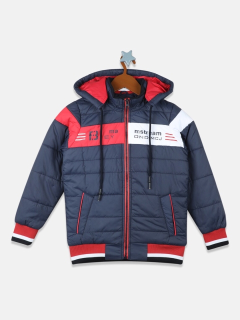 

Monte Carlo Boys Navy Blue Red Colourblocked Lightweight Puffer Jacket