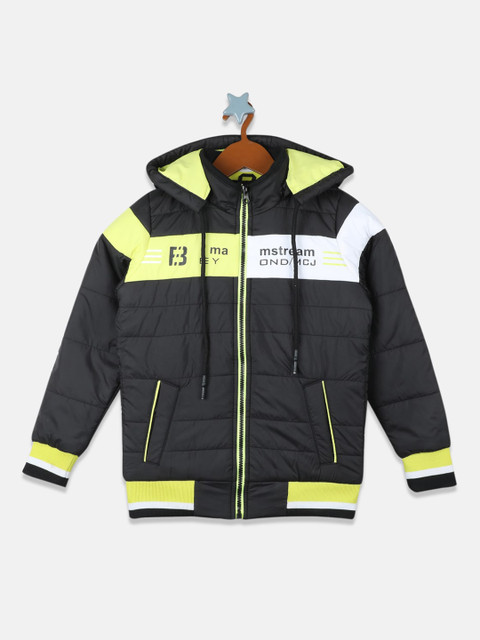 

Monte Carlo Boys Black & Lime Green Colourblocked Lightweight Puffer Jacket