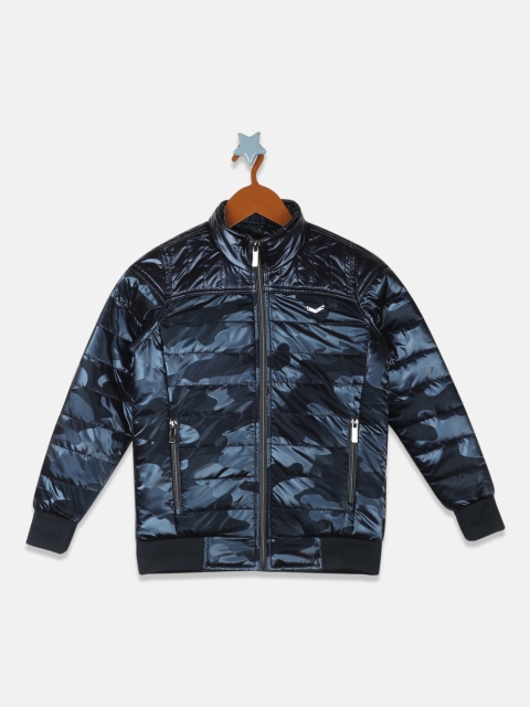 

Monte Carlo Boys Blue & Black Camouflage Printed Lightweight Bomber Jacket