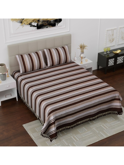 

Varde Brown & Grey Striped 180 TC King Bedsheet with 2 Pillow Covers