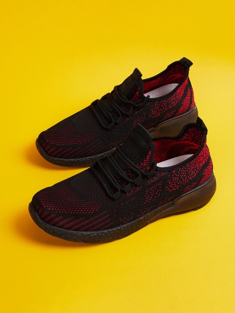 

Forca Men Black& Red Woven Design Sneakers