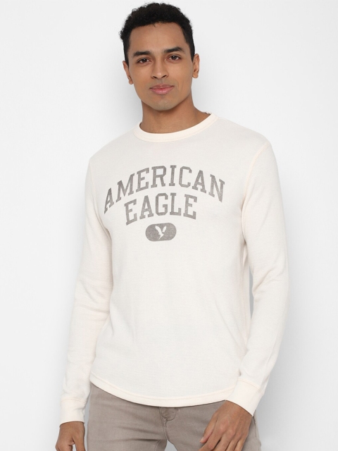 

AMERICAN EAGLE OUTFITTERS Men Cream-Coloured Typography Printed T-shirt