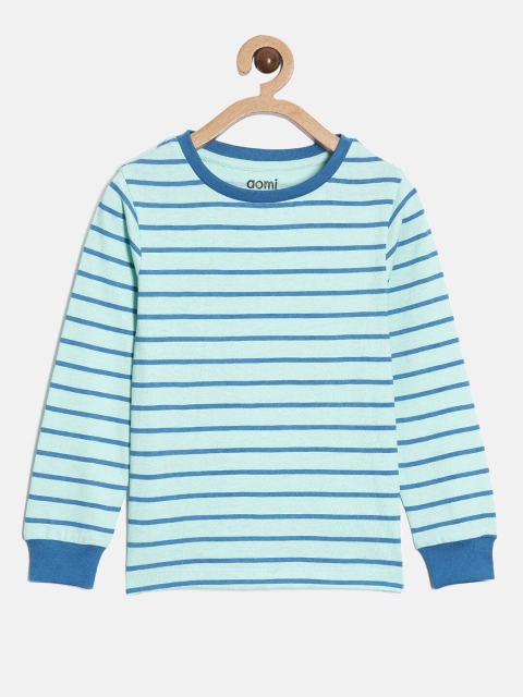 

Aomi Boys Green Striped Dri-FIT Pockets T-shirt