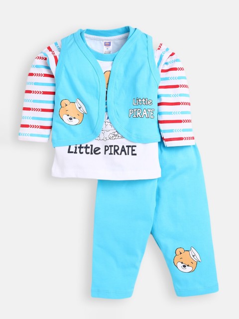 

Nottie Planet Boys Blue & White Printed T-shirt with Trousers