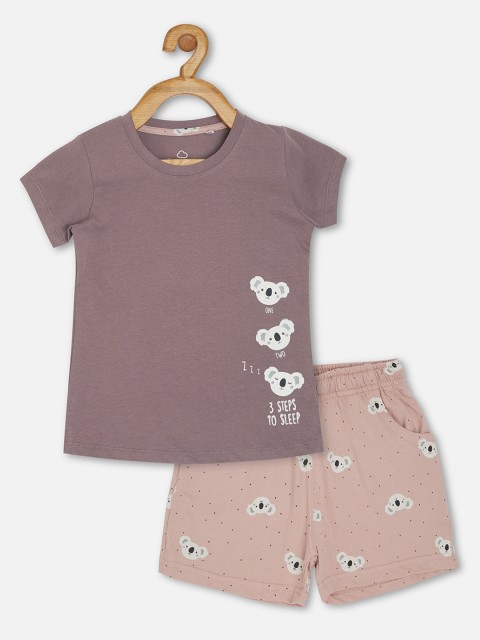 

Sweet Dreams Girls Purple & Pink Koala Printed Night suit