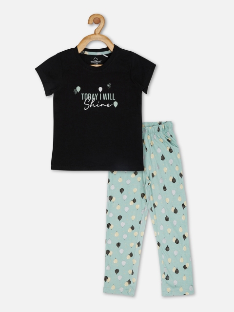 

Sweet Dreams Girls Black & Blue Printed Night suit