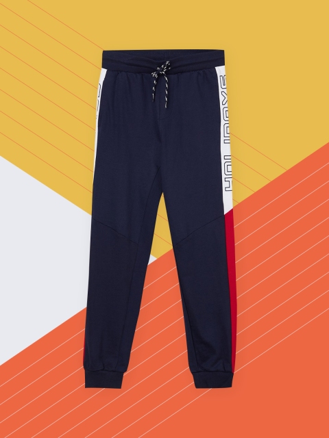 

max Boys Navy Blue Solid Pure Cotton Joggers