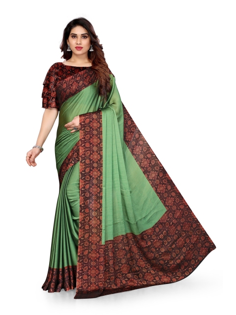 

KALINI Green & Brown Ethnic Motifs Printed Saree