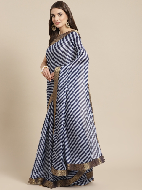 

Ishin Blue Leheriya Poly Chiffon Saree