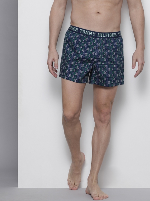 

Tommy Hilfiger Men Blue & White Printed Pure Cotton Boxer - P2AB2104