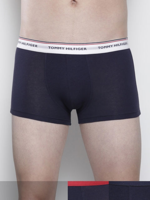 

Tommy Hilfiger Men Pack of Three Navy Blue Solid Trunks