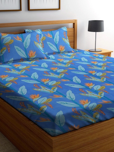 

Ispace Blue & Orange Ethnic Motifs 144 TC King Bedsheet with 2 Pillow Covers