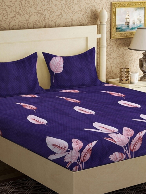 

Ispace Violet & Pink Floral 144 TC King Bedsheet with 2 Pillow Covers