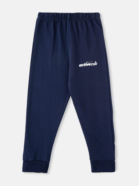 

Cuddles for Cubs Kids Navy Blue Solid Cotton Joggers