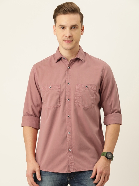 

IVOC Men Mauve Solid Casual Shirt