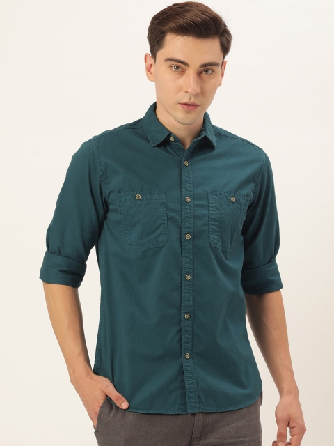 

IVOC Men Teal Solid Casual Shirt