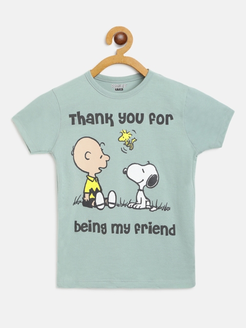 

Eteenz Girls Green & Black Cotton Snoopy Printed T-shirt