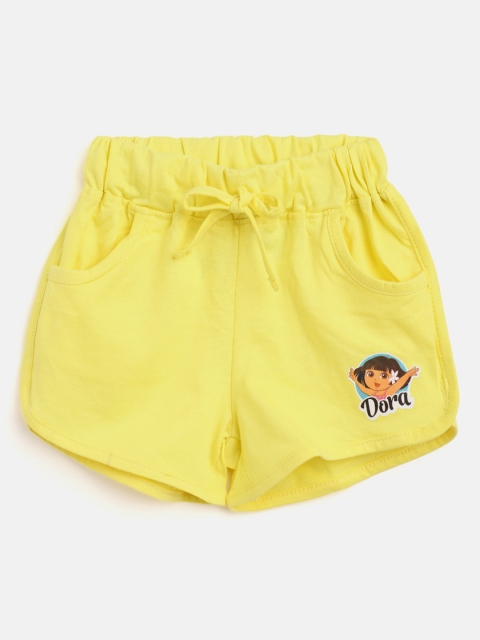 

Eteenz Girls Yellow Solid Cotton Shorts