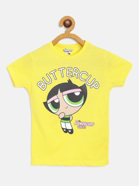 

Eteenz Girls Yellow & White Pure Cotton Buttercup Print T-shirt