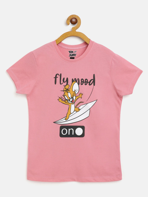 

Eteenz Girls Pink & Brown Cotton Jerry Printed T-shirt