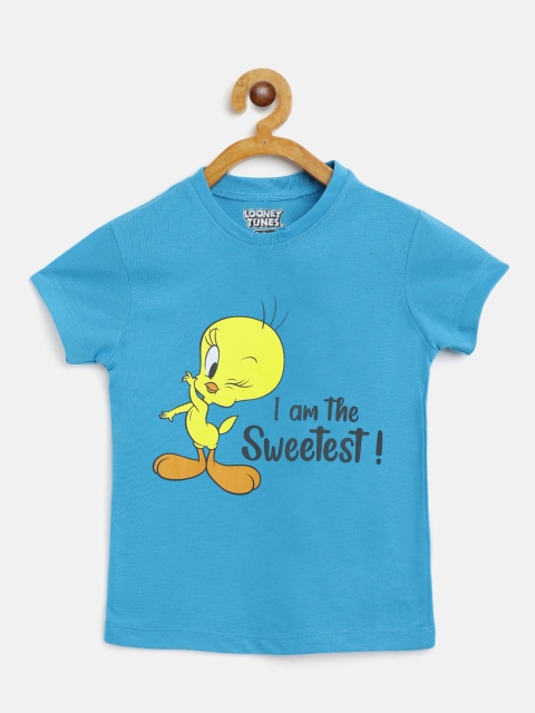 

Eteenz Girls Blue & Yellow Cotton Tweety Print T-shirt