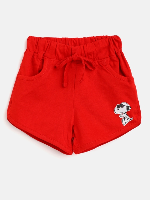 

Eteenz Girls Red Solid Cotton Shorts