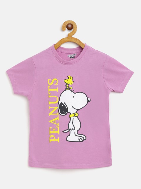 

Eteenz Girls Purple & White Cotton Snoopy Printed T-shirt