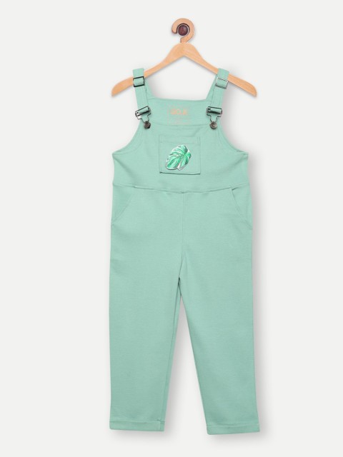 

GOJI Girls Green Solid Straight-Leg Dungarees
