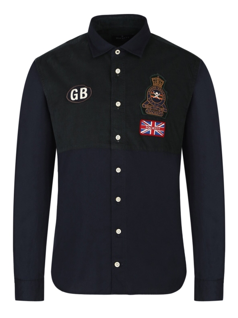 

HACKETT LONDON Boys Navy Blue Printed Badges Casual Shirt