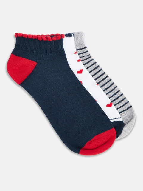 

Honey by Pantaloons Pack of 3 Navy Blue & White Ankle-Length Socks