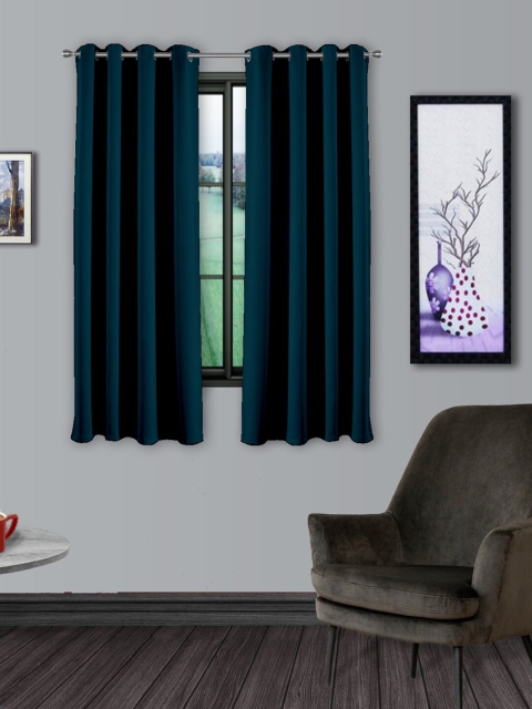 

Divine Casa Teal Set of 2 Black Out Window Curtains