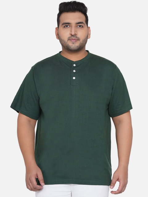 

Santonio Men Green Henley Neck Cotton T-shirt (5XL)
