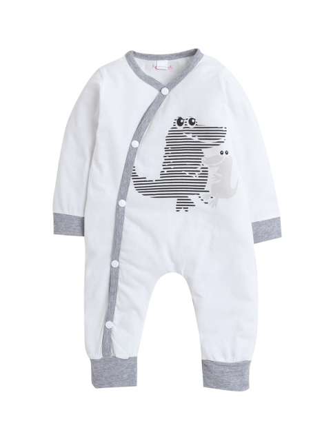 

Hopscotch Unisex Kids White & Blue Printed Bodysuit