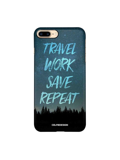 

CelfieDesign Multi-coloured Travel Work Save Repeat iPhone 8 Plus Slim Back Case