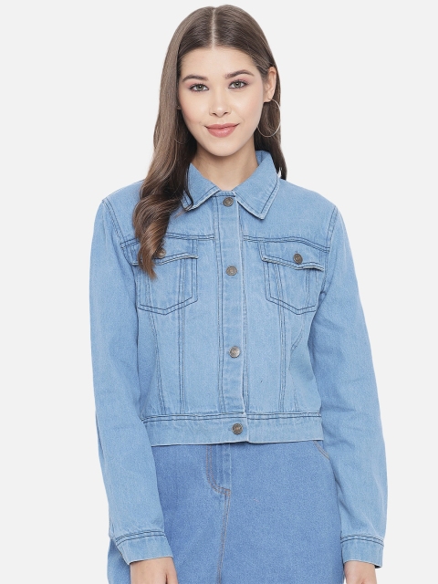 

Orchid Blues Women Blue Washed Cotton Denim Jacket
